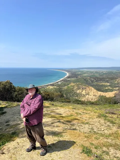 A traveller at a scenic viewpoint on the Gallipoli peninsula.